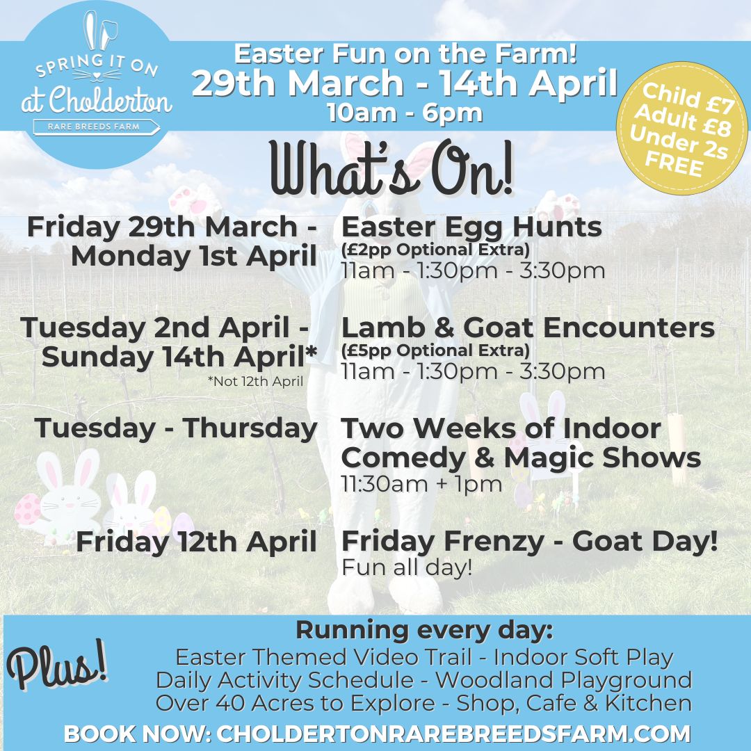 What's on at Cholderton Rare Breeds Farm over the Easter Holidays