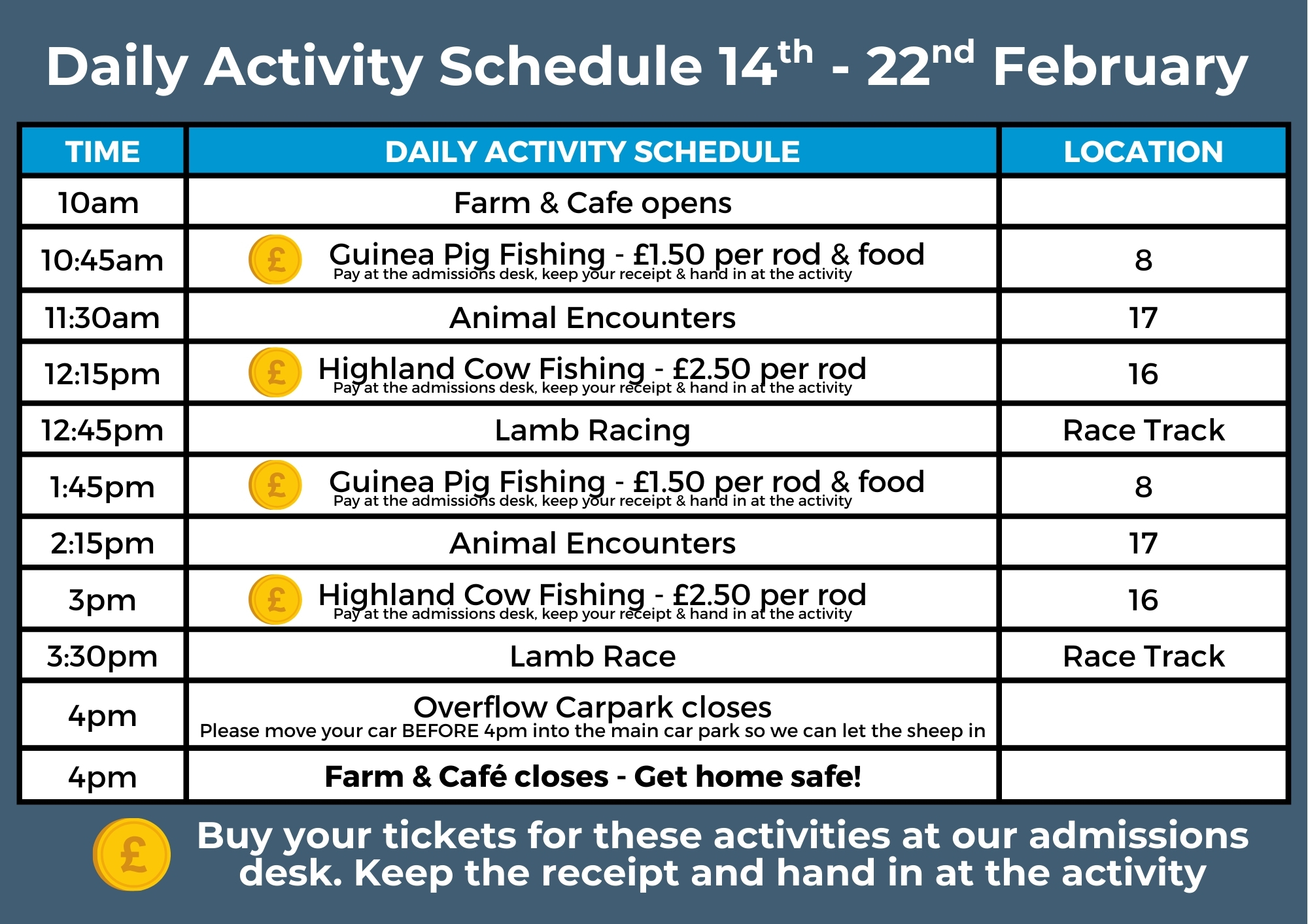 Activity Schedule farm park