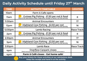 Daily Activity Schedules for family farm day out at Cholderton Rare Breeds Farm Kids Day Out