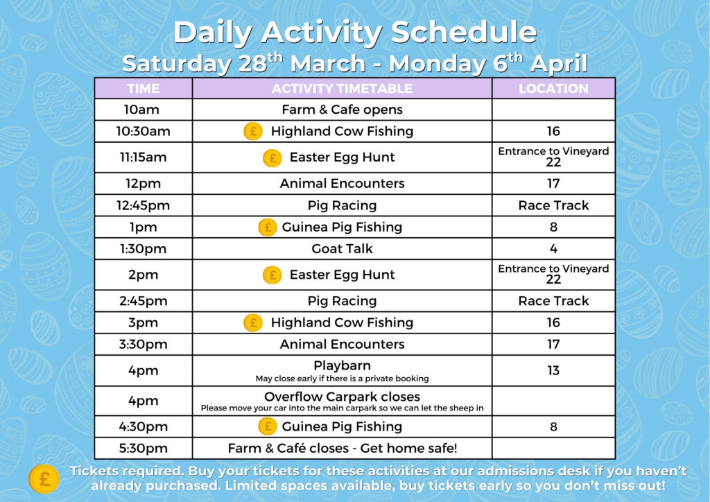 Easter Family Fun at Cholderton Rare Breeds Farm - Activity Timetable