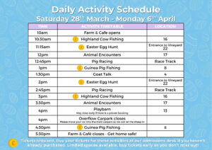 Easter Family Fun at Cholderton Rare Breeds Farm - Activity Timetable