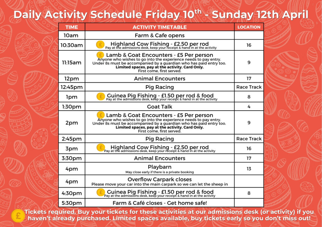 Activity Schedule - Lamb & Goat encounters